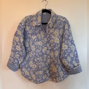 Vintage Reversible Quilted Cotton Jacket – Floral Blue